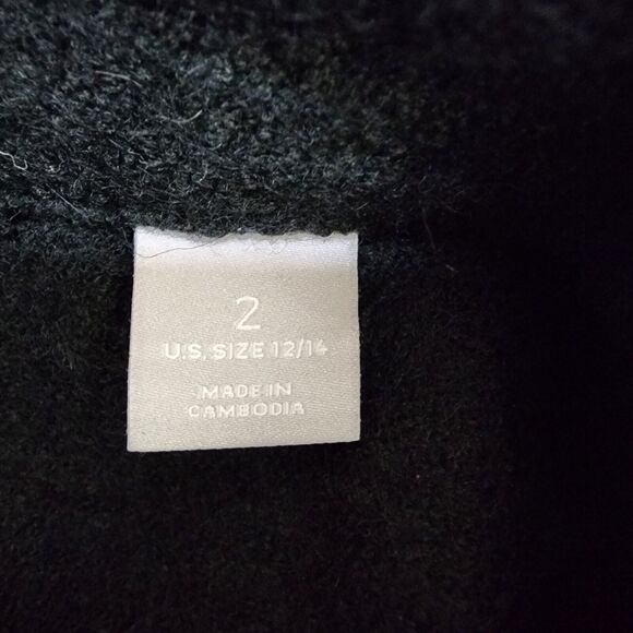 Chico's Boiled Wool-Blend Blanket Jacket Shacket Size 2 Large 12/14 Fringe Black - Picture 9 of 11